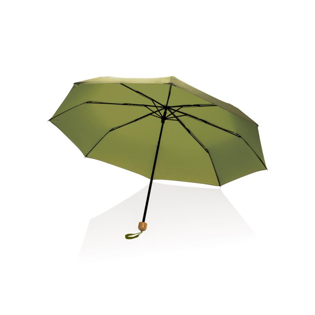 Custom Printed Impact Aware Rpet Pongee Bamboo Mini Umbrella 20.5" - Image 1