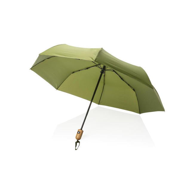 Custom Printed Impact Aware Rpet Bamboo Auto Open/Close Umbrella 21" - Image 1