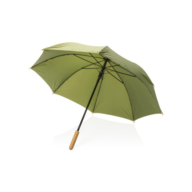 Custom Printed Impact Aware Rpet Auto Open Bamboo Umbrella 23" - Image 1