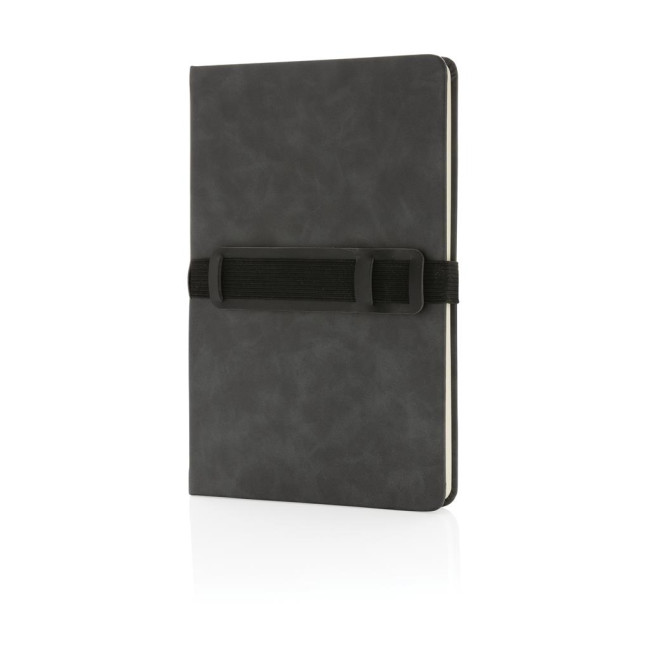 Custom Printed Deluxe Hardcover PU A5 Notebook With Phone And Pen Holder