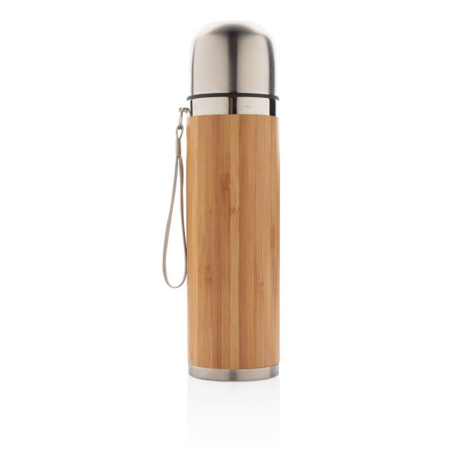 Custom Printed Bamboo Vacuum Travel Flask 400ml