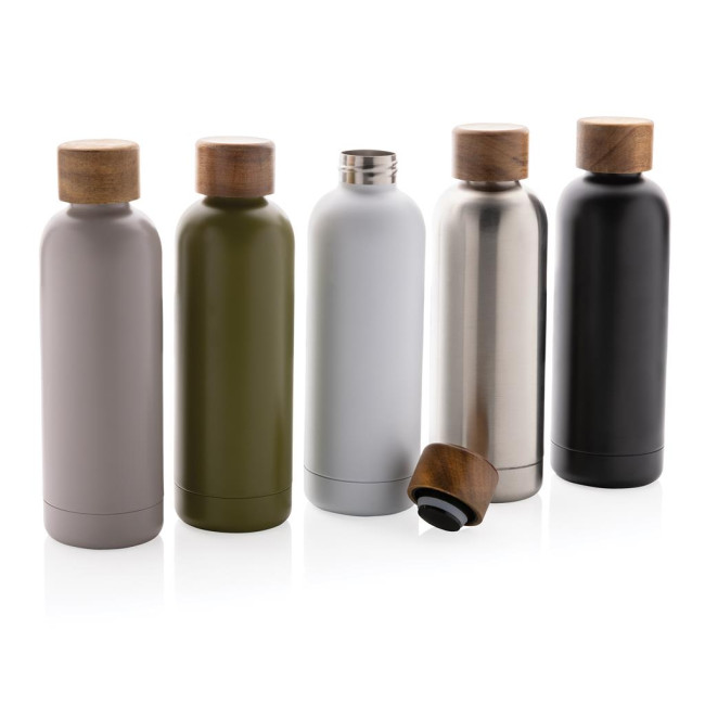 Custom Printed Wood RCS Certified Recycled Stainless Steel Vacuum Bottle 500ml - Image 6