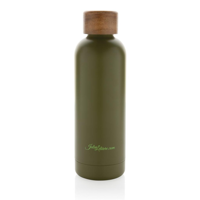 Custom Printed Wood RCS Certified Recycled Stainless Steel Vacuum Bottle 500ml - Image 2