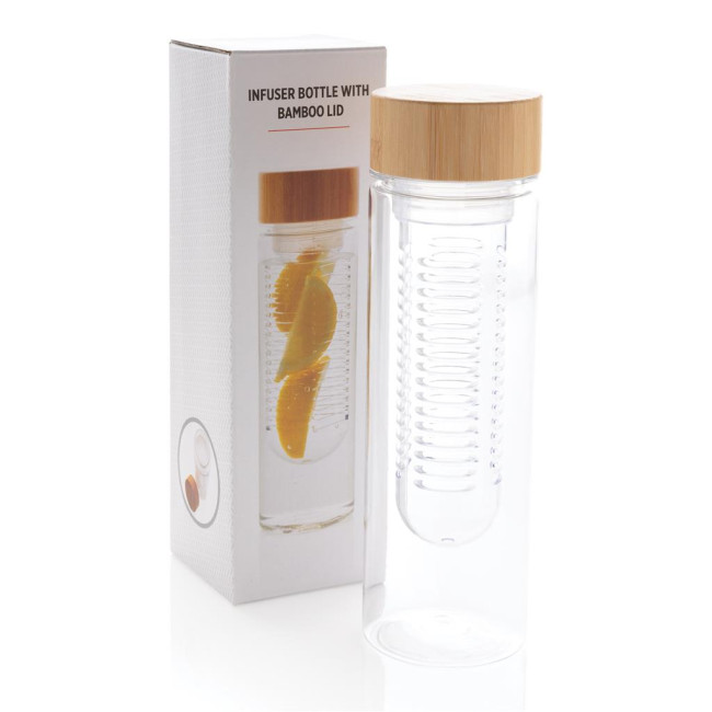 Custom Printed Infuser Bottle With Bamboo Lid 640ml