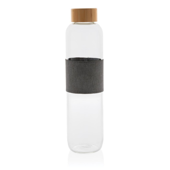 Custom Printed Impact Borosilicate Glass Bottle With Bamboo Lid 750ml