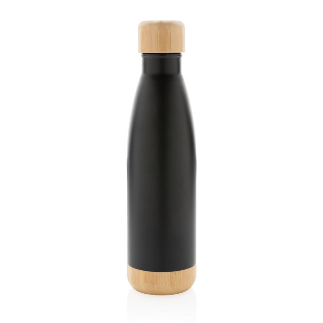 Custom Printed Vacuum Stainless Steel Bottle With Bamboo Lid And Bottom 520ml - Image 2