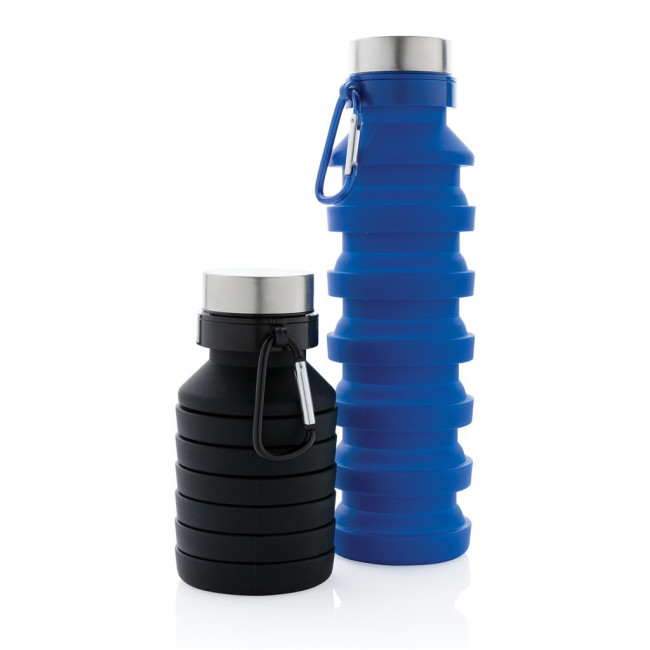 Custom Printed Leakproof Collapsible Silicone Bottle With Lid 550ml