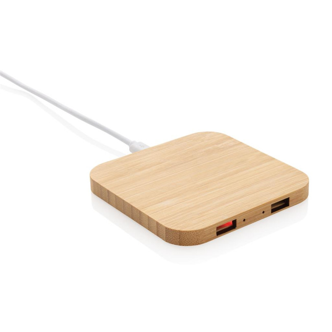 Custom Printed Bamboo Wireless Charger With USB 10W