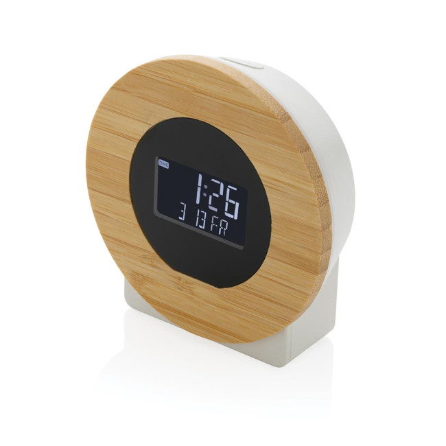 Custom Printed Utah RCS Rplastic And Bamboo LCD Desk Clock