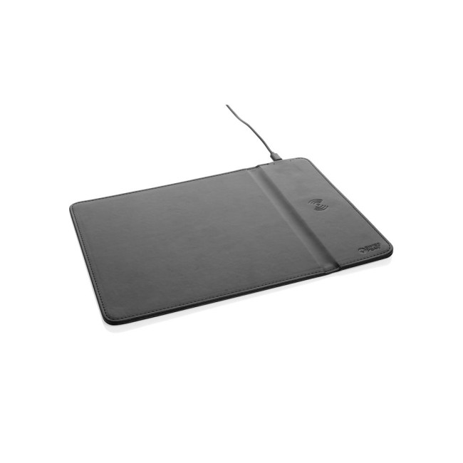 Custom Printed Swiss Peak RCS Recycled PU Wireless Charging Mousepad 10W