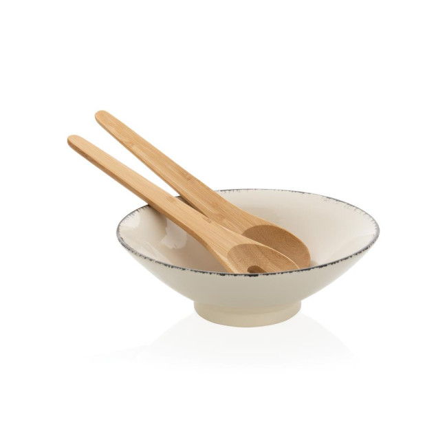 Custom Printed Ukiyo Salad Bowl With Bamboo Salad Server - Image 2