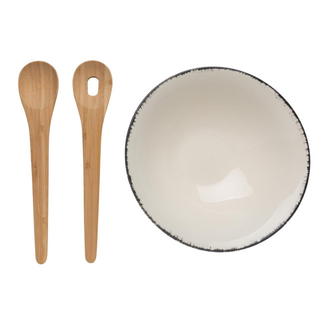 Custom Printed Ukiyo Salad Bowl With Bamboo Salad Server - Image 1