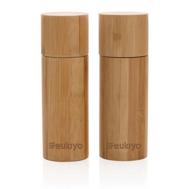 Custom Printed Ukiyo Bamboo Salt And Pepper Mill Set