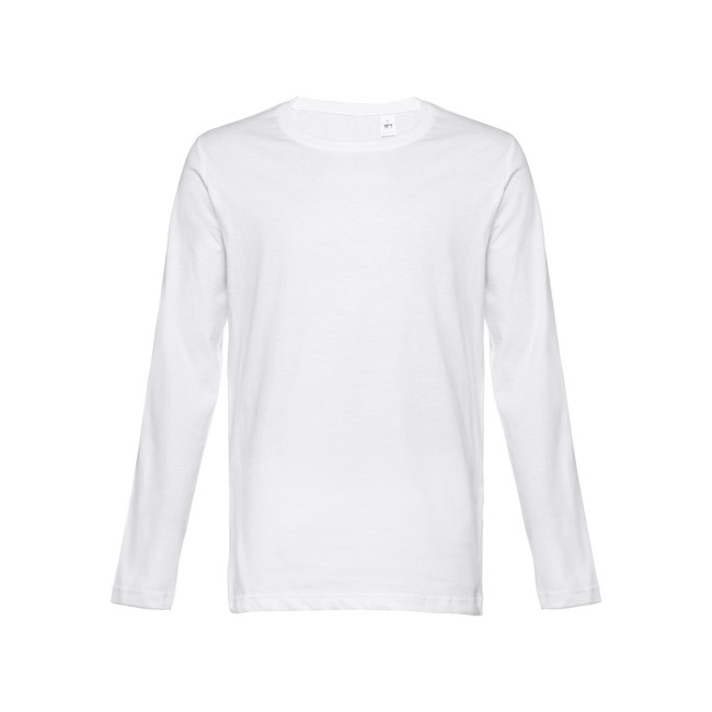 Custom Printed Bucharest Men's Long-Sleeved Tubular Cotton T-shirt White