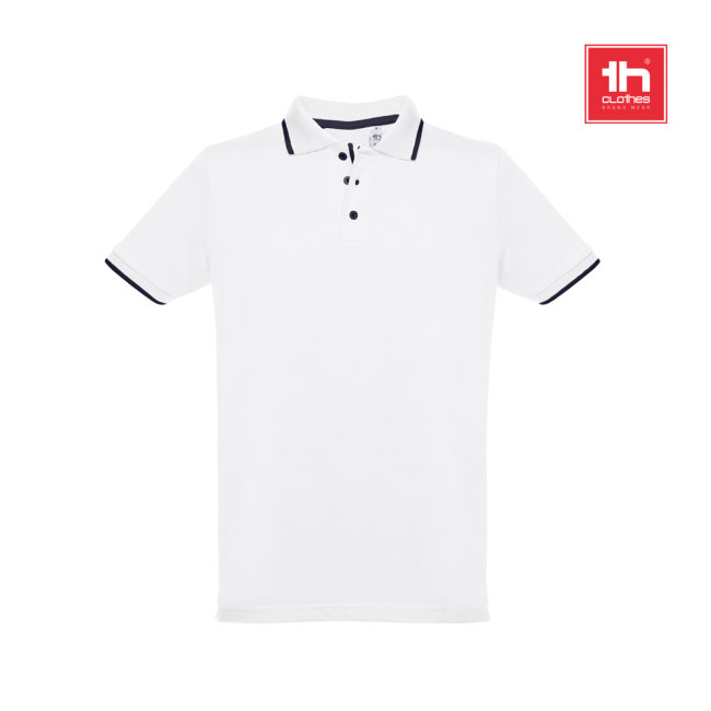 Custom Printed Rome Men's Polo Shirt With Contrast Colour Trim White