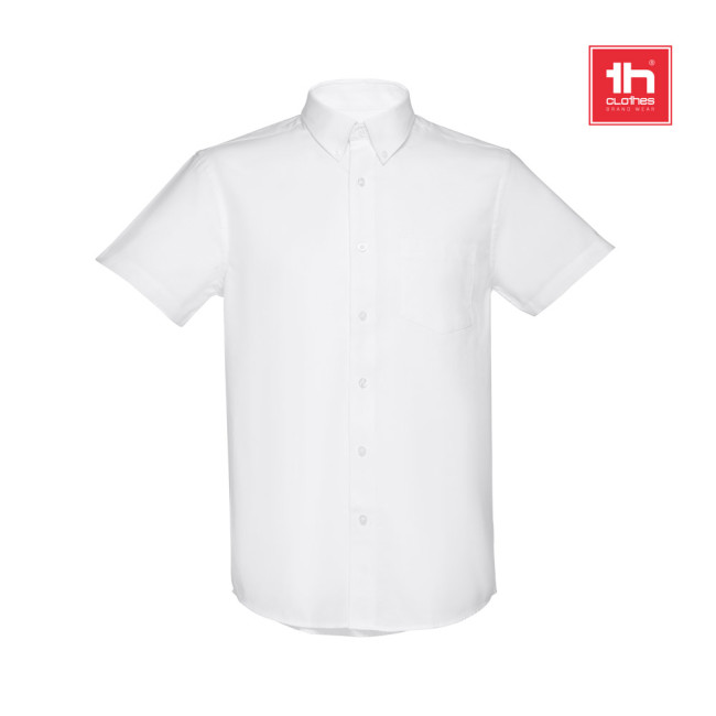 Custom Printed London Men's Short-Sleeved Oxford Shirt White