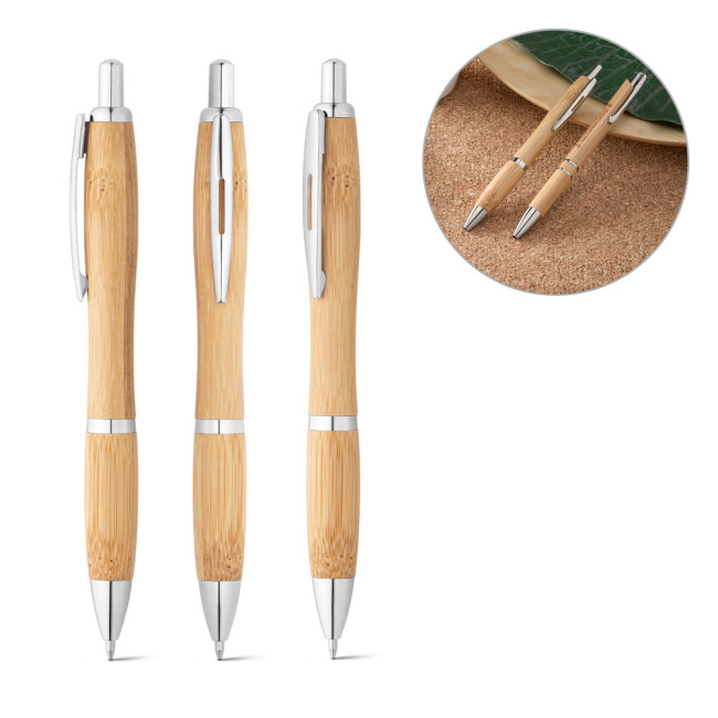 Custom Printed Nicole Bamboo Ballpen With Black Ink