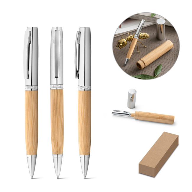 Custom Printed Fuji Bamboo & Metal Ballpen With ABS Case