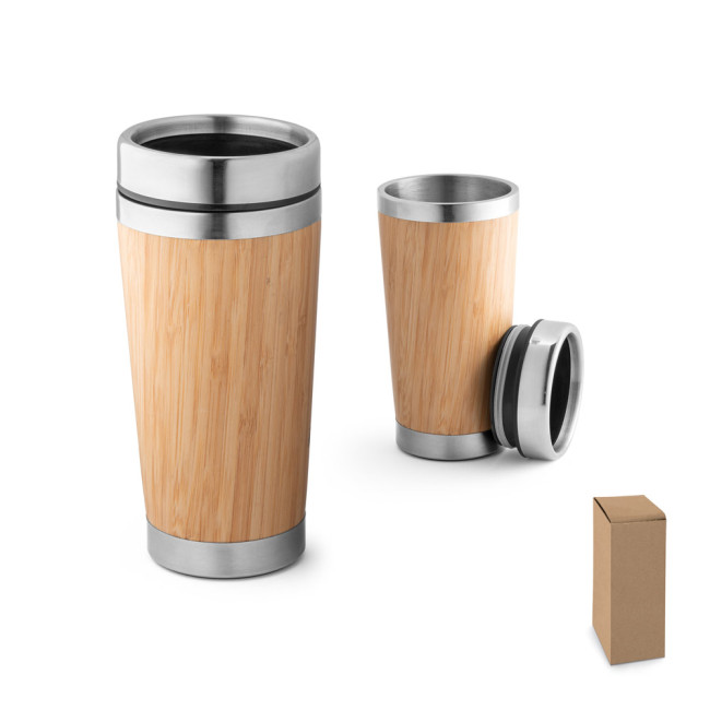 Custom Printed Pietro Bamboo & Stainless Steel Travel Cup 500ml