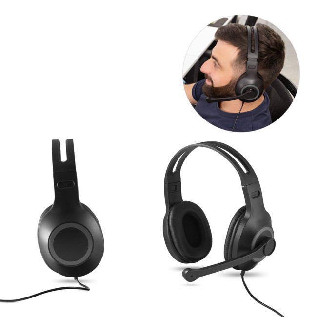 Custom Printed Adjustable Headphones With Microphone In ABS & PP