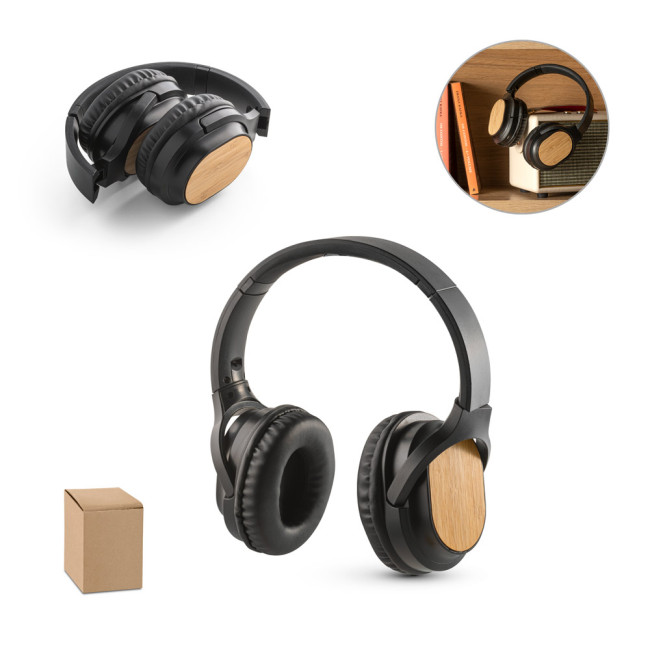 Custom Printed Bamboo & ABS Wireless Headphones