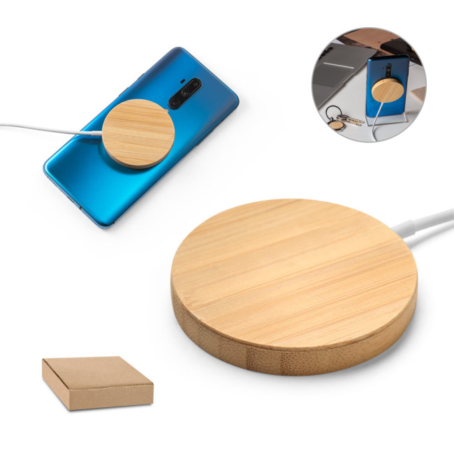 Custom Printed Bamboo Wireless Magnetic Charger