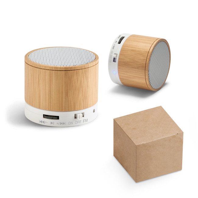 Custom Printed Bamboo Portable Speaker With Microphone