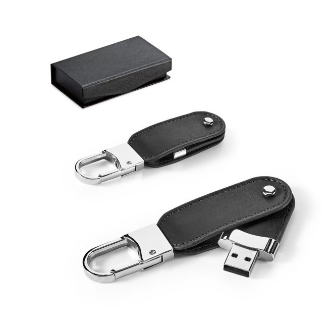 Custom Printed PU USB Flash Drive With Carabiner Clip 8GB