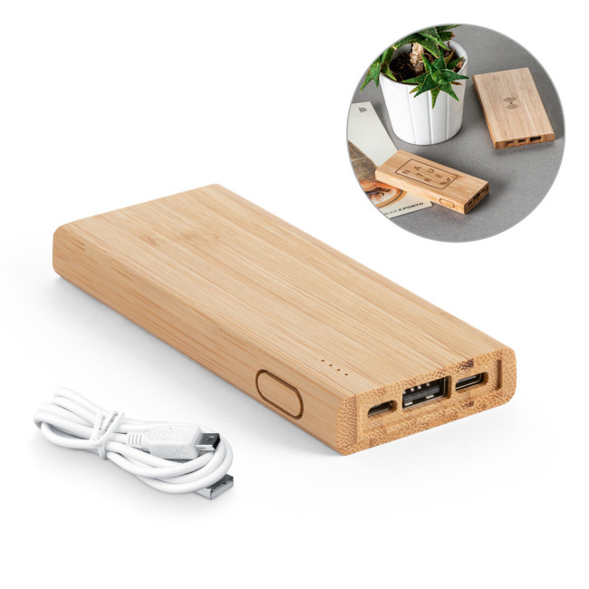 Custom Printed Portable Bamboo Battery 5.000mAh