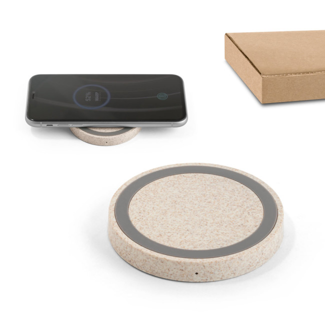 Custom Printed Wireless Charger In ABS & Wheat Straw Fibre