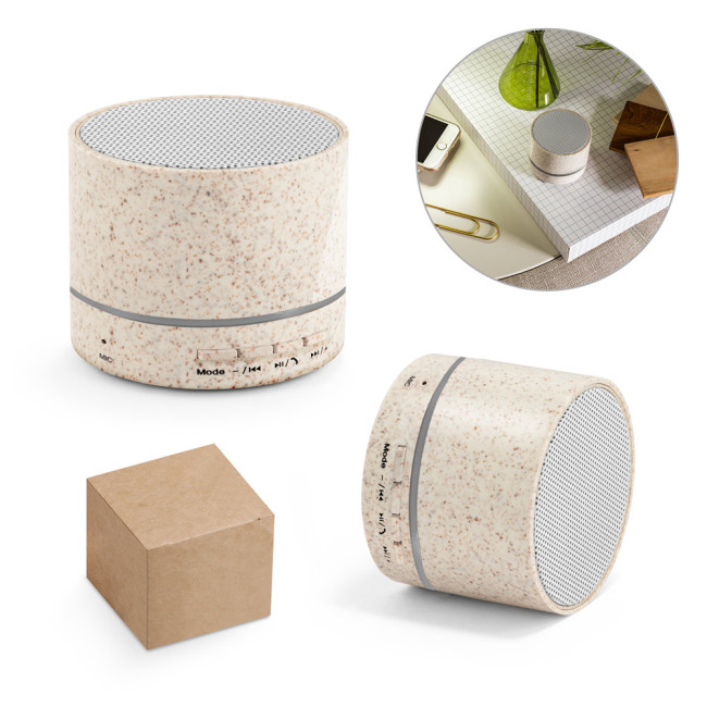 Custom Printed ABS & Wheat Straw Fibre Speaker With Microphone