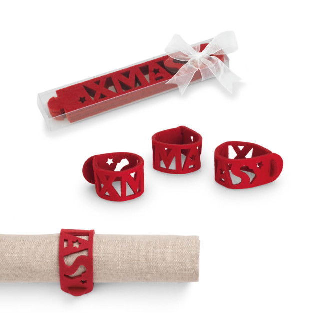 Custom Printed Christmas Napkin Rings 4pk