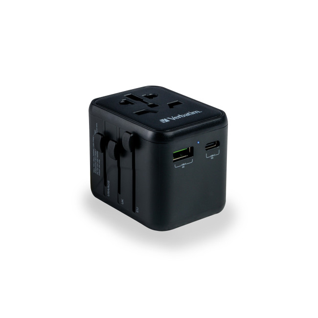 Custom Printed Verbatim 2-Port USB-C Universal Travel Adapter