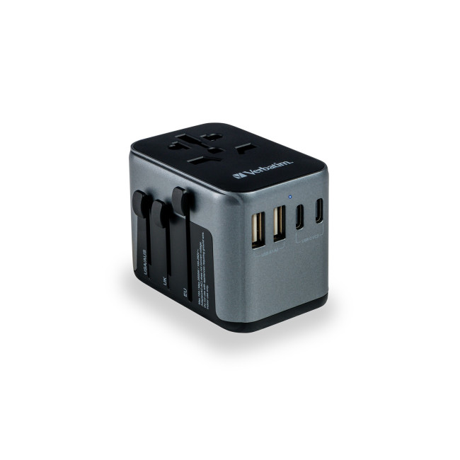 Custom Printed Verbatim 4-Port USB-C Universal Travel Adapter