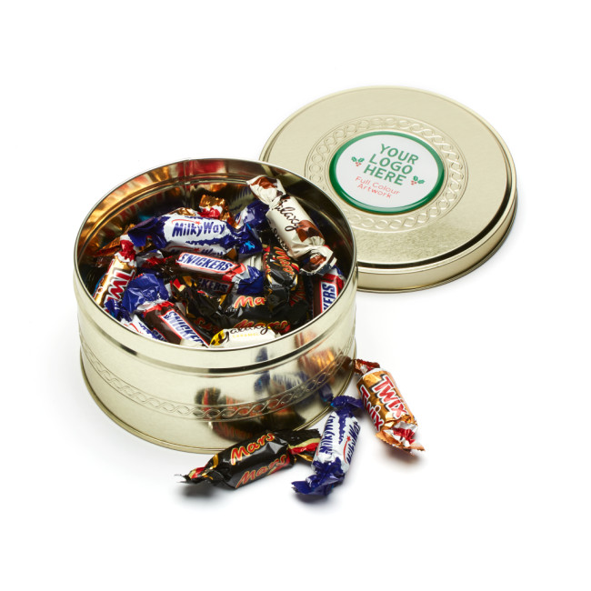 Custom Printed Winter Gold Treat Tin Celebrations