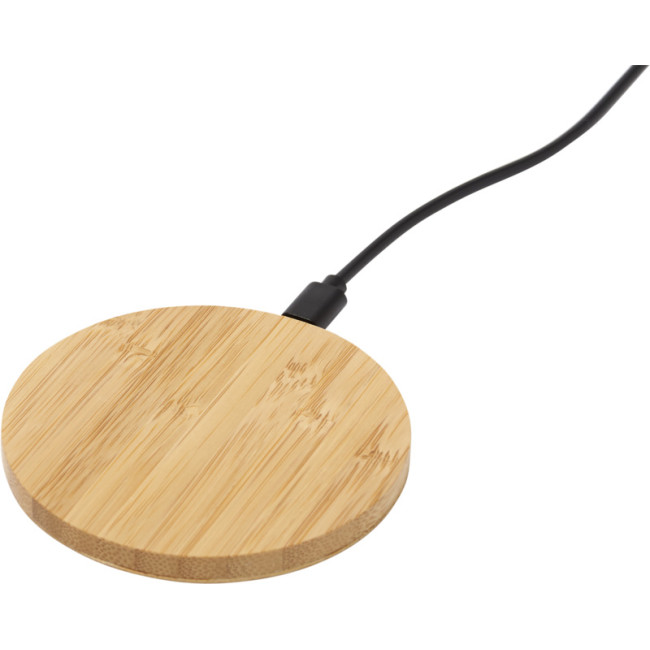 Custom Printed Essence Bamboo Wireless Charging Pad Wood 15W