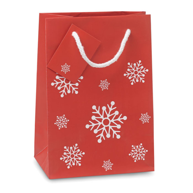 Custom Printed Snowflake Pattern Gift Paper Bag Small