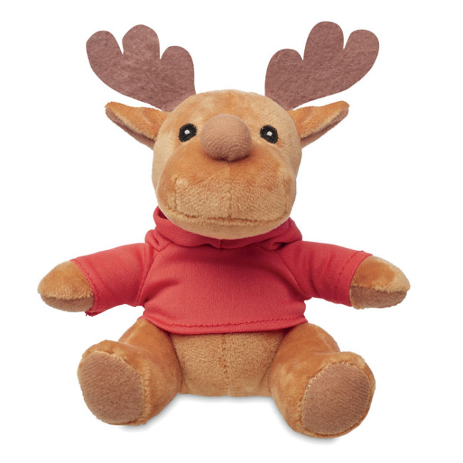 Custom Printed Plush Reindeer With Hoodie - Image 1