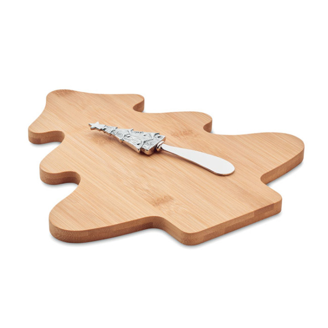 Custom Printed Tree Shaped Cheese Board Set In Bamboo - Image 2