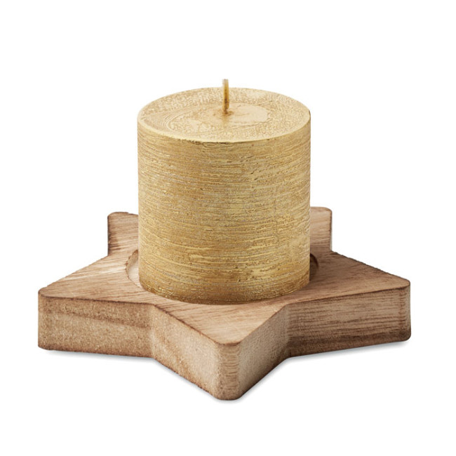 Custom Printed Candle On Star Wooden Base - Image 4