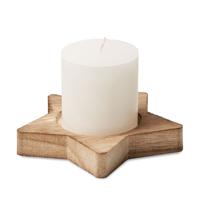 Custom Printed Candle On Star Wooden Base - Image 2