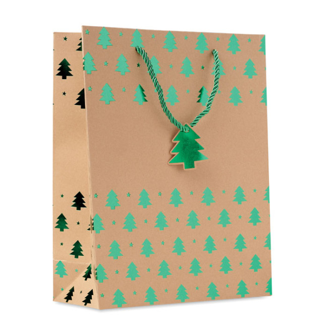 Custom Printed Gift Paper Bag With Christmas Pattern - Image 2