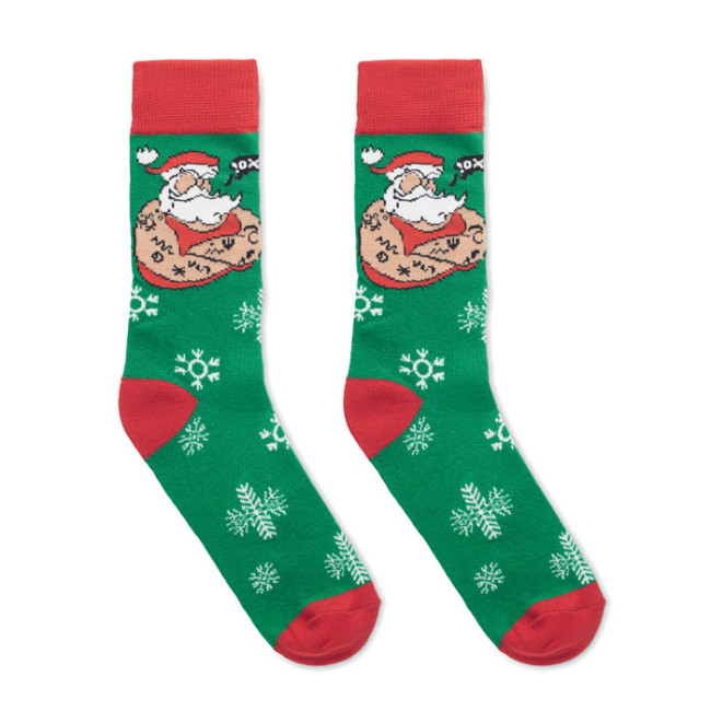 Custom Printed Pair Of Christmas Socks M - Image 3