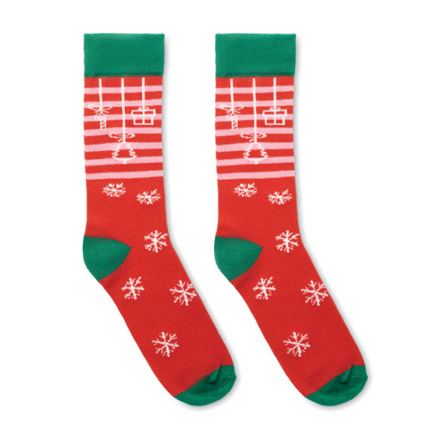 Custom Printed Pair Of Christmas Socks M - Image 1