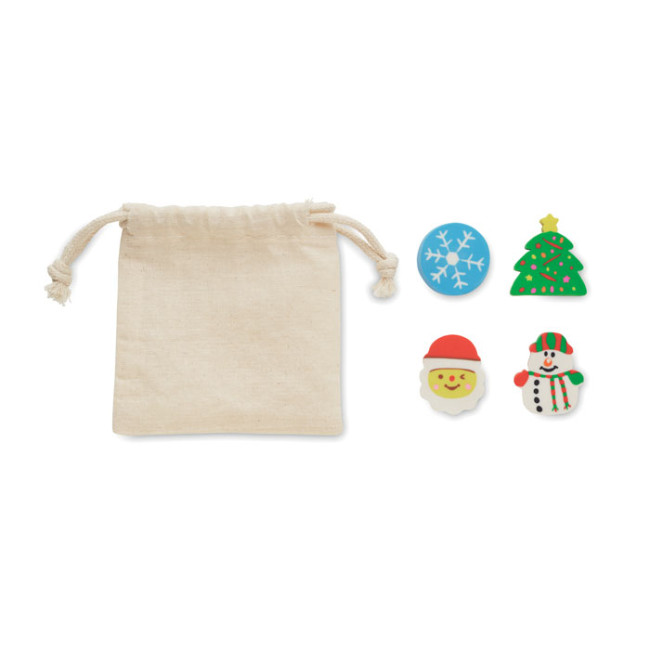 Custom Printed Set Of 4 Christmas Erasers