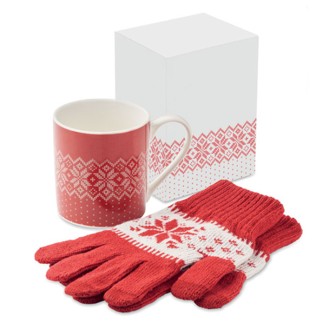 Custom Printed Winter Gift Mug & Gloves Set