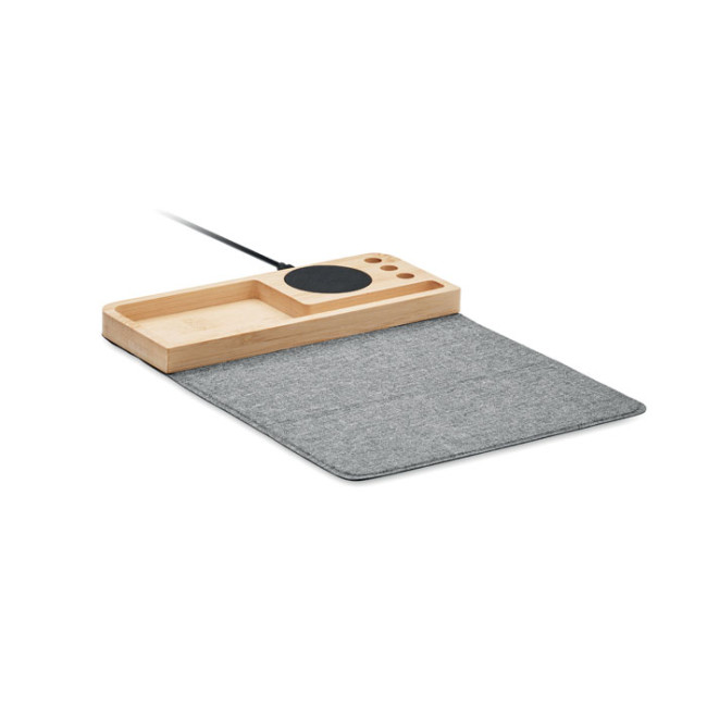 Custom Printed Bamboo Wireless Charger & Desktop Organiser 15W