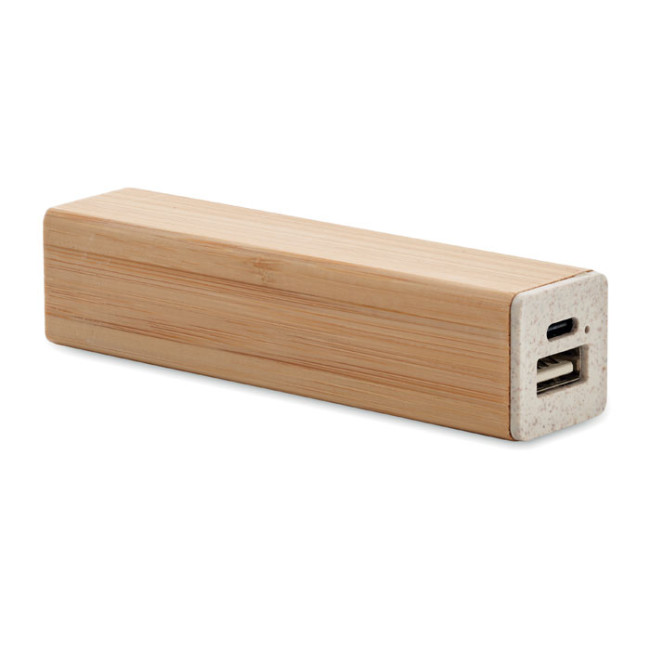 Custom Printed Bamboo Power bank 2200 mAh