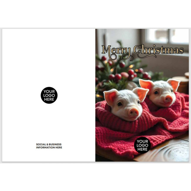 Custom Printed Pigs Xmas Card - Image 2