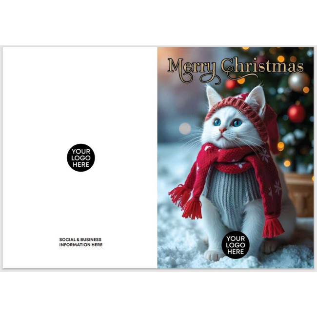 Custom Printed Cat Xmas Card - Image 1